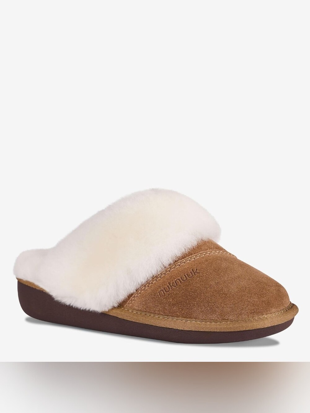 NUKNUUK Women Slippers Size 7 Tan Color Leather Upper Sheepskin